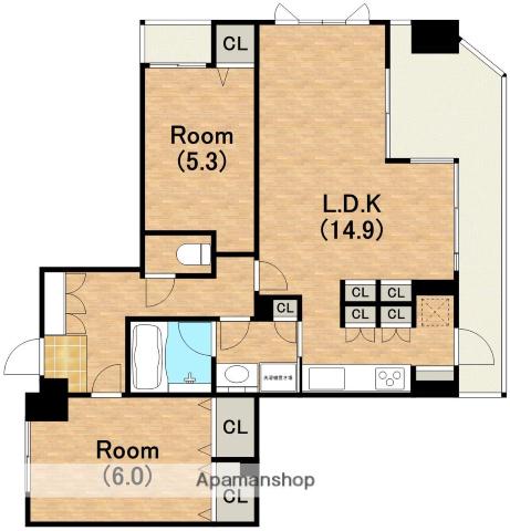 アーデンタワー北堀江(2LDK/12階)の間取り写真