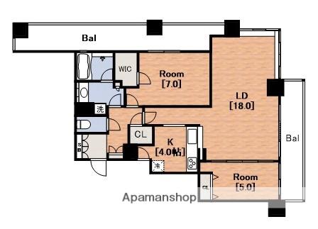 シティタワー堀江(2LDK/22階)の間取り写真