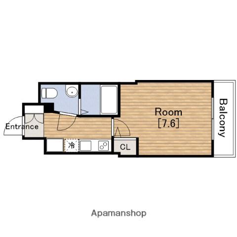 ラシュレエグゼ難波南(1K/6階)の間取り写真