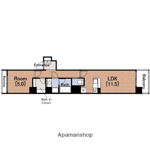 RITZ SQUARE GATE QBE(1LDK/2階)の間取り写真