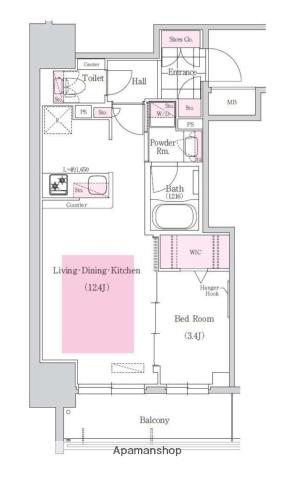 アーバネックス本町(1LDK/12階)の間取り写真