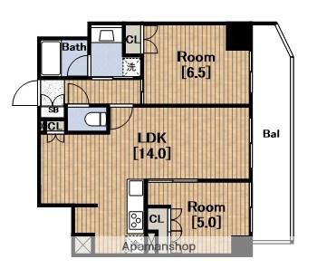 フロンティアタワー日本橋CITYSPIRE日本橋(2LDK/14階)の間取り写真