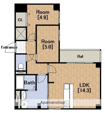 シーズ本町南Ⅱ(2LDK/9階)の間取り写真