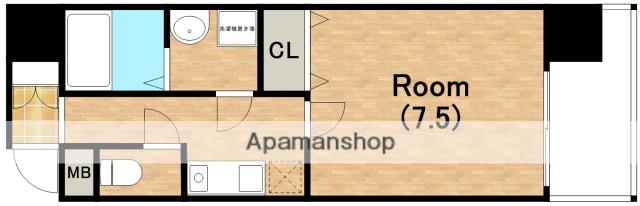 ブラン靱公園(1K/6階)の間取り写真