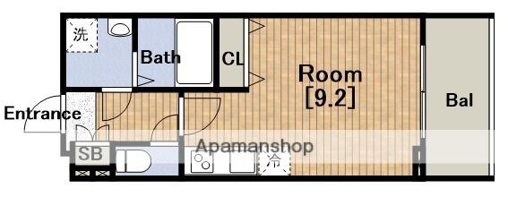 ブラン靱公園(ワンルーム/3階)の間取り写真