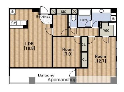レジディア心斎橋ウエスト(2LDK/13階)の間取り写真