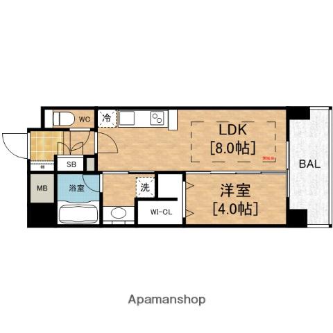 アーバネックス北堀江2(1LDK/14階)の間取り写真