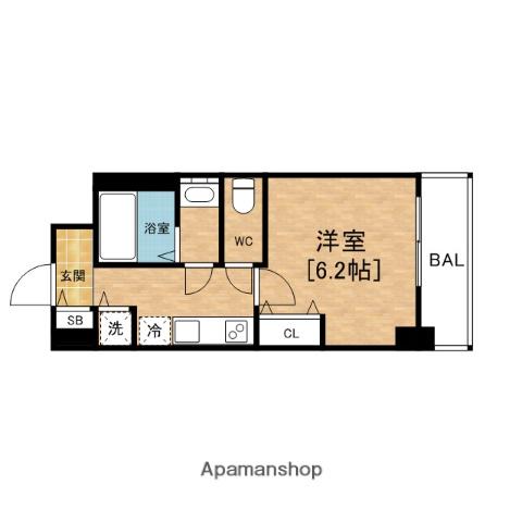 グラマシー心斎橋東(1K/4階)の間取り写真