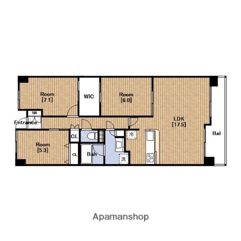 フロンティアタワー難波イーストグランソレイユ日本橋(3LDK/10階)の間取り写真