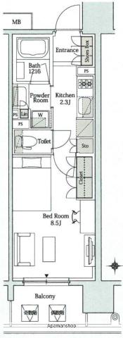 PARKAXIS大阪新町(1K/12階)の間取り写真