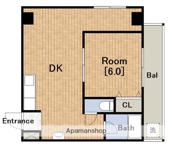 レジデンスなんば(1DK/4階)の間取り写真