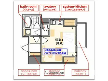 ICUBE阿波座(ワンルーム/2階)の間取り写真