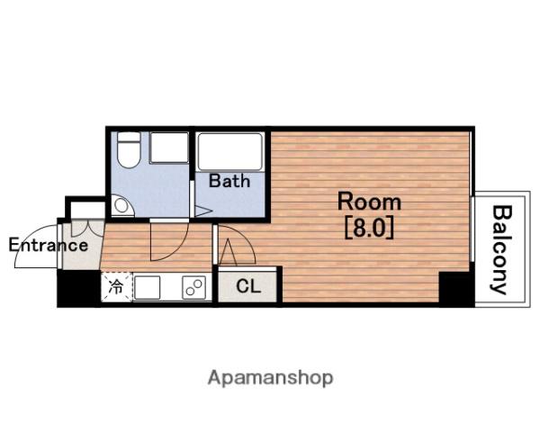 THEPARKCROSS阿波座(1K/2階)の間取り写真