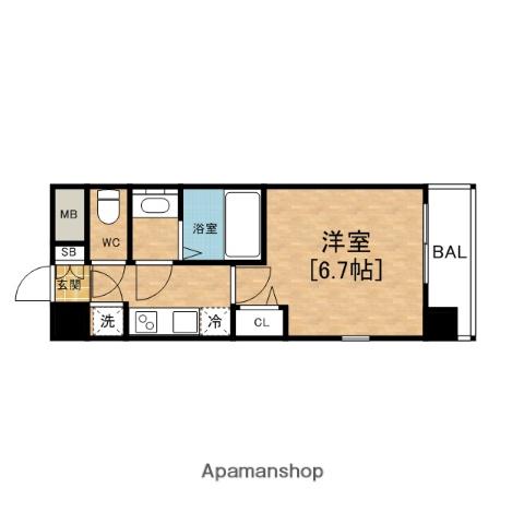 レジュールアッシュウエストレジス(1K/2階)の間取り写真