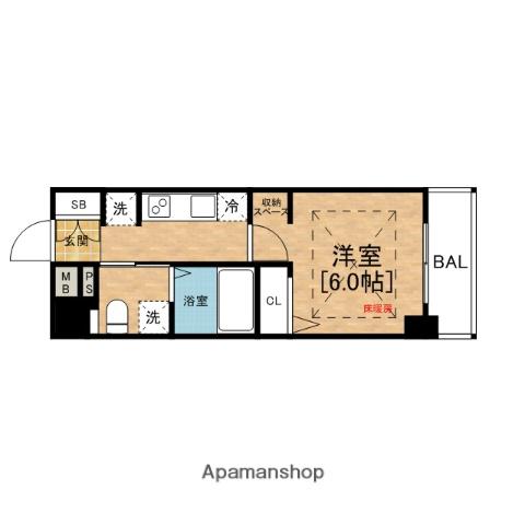 エステムプラザ大手前エヴァース(1K/2階)の間取り写真