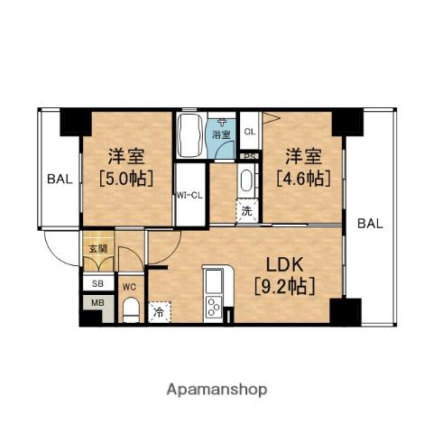 エステムコート難波ウエスト-SIDEⅡベイフレックス(2LDK/5階)の間取り写真