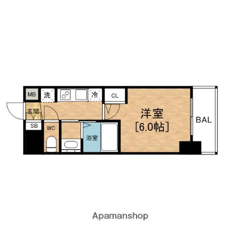 エステムコート難波ウエスト-SIDEⅤアジュール(1K/6階)の間取り写真