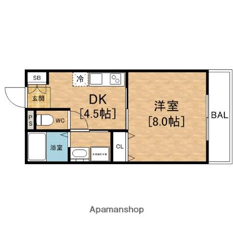 CASA VIOLA(1DK/4階)の間取り写真