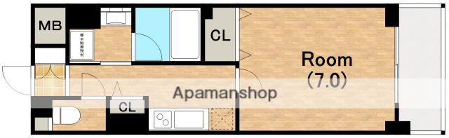 ハビテ靱センターコート(1K/5階)の間取り写真