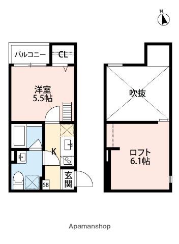 LEVANTE(1K/1階)の間取り写真