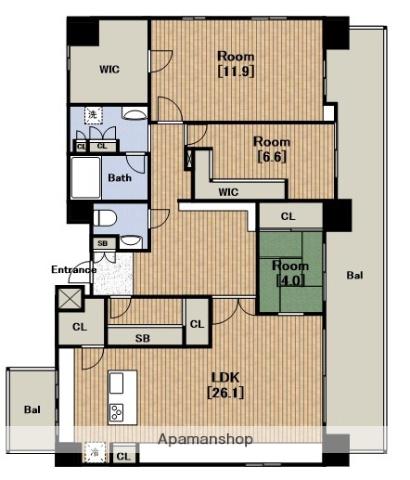 セイワパレス玉造(3LDK/9階)の間取り写真
