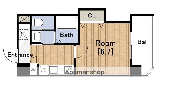 LUXEドーム前Ⅰ(1K/8階)の間取り写真