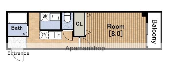 ブルーノ長堀(1K/4階)の間取り写真