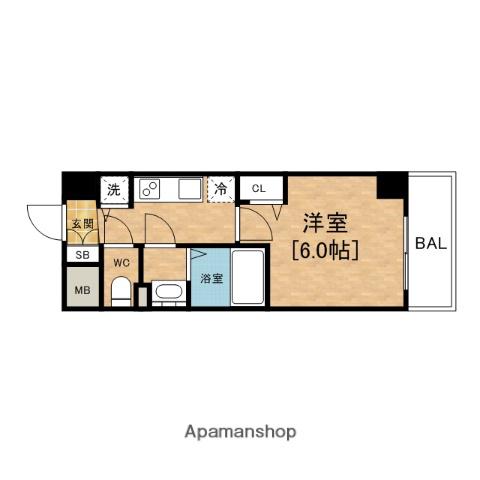 ララプレイス阿波座駅前フェリオ(1K/2階)の間取り写真