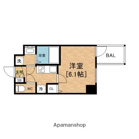 プレサンス上町台クレスト(1K/6階)の間取り写真