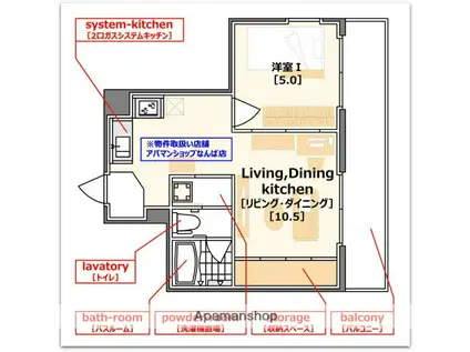 サンビラ大手前(1LDK/10階)の間取り写真