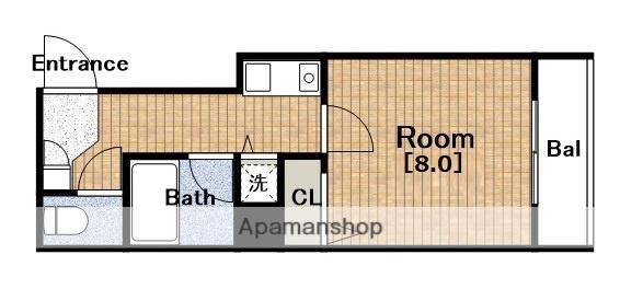 モンブラン(1K/6階)の間取り写真