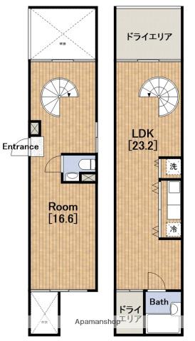 匠空KYOMACHIBORI(1LDK/1階)の間取り写真