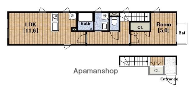 ALIANTE UTSUBO(1LDK/2階)の間取り写真