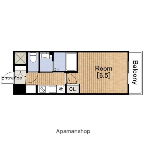 クリスタルグランツ難波ウエスト(1K/6階)の間取り写真