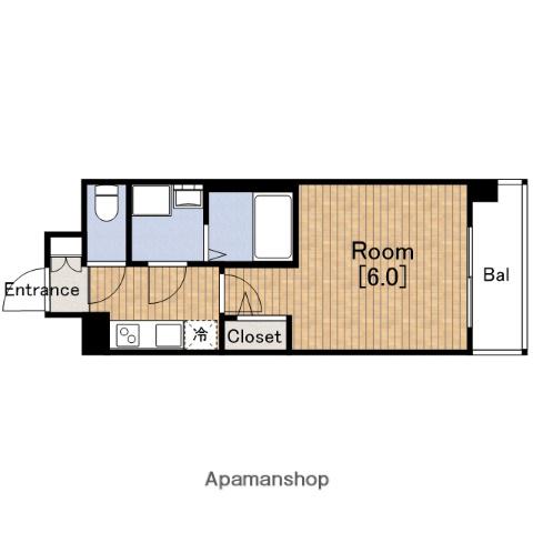 エスリード本町靱公園レジデンス(1K/2階)の間取り写真