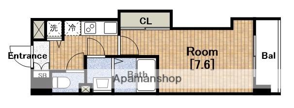 LUXE難波西Ⅱ(1K/4階)の間取り写真