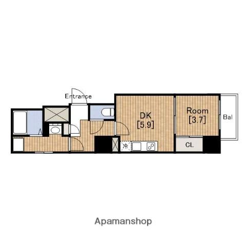SERENITE本町REFLET(1DK/9階)の間取り写真