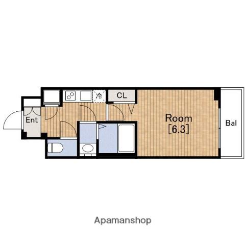 ファーストフィオーレ難波南パークサイド(1K/9階)の間取り写真