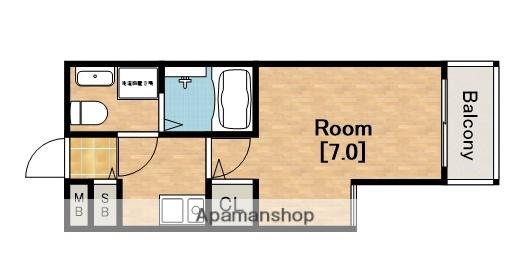 ティアラコートウエスト(1K/9階)の間取り写真