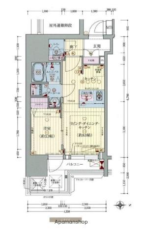 プレサンス北浜オリジン(1LDK/8階)の間取り写真