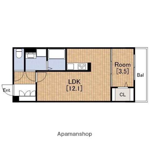 サンジェルマン市岡港区栄ハイツ(1LDK/2階)の間取り写真