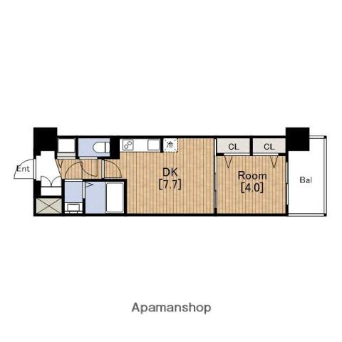 グランカーサ難波元町(1DK/14階)の間取り写真