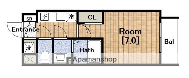 エスリード大阪上本町グリーズ(1K/15階)の間取り写真