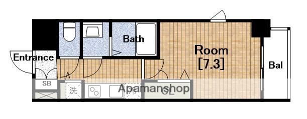 プランドール北浜(1K/13階)の間取り写真