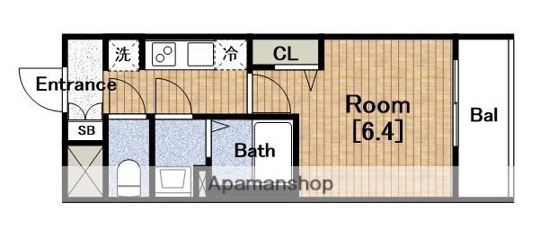 エステムコート四天王寺夕陽丘Ⅱ(1K/4階)の間取り写真