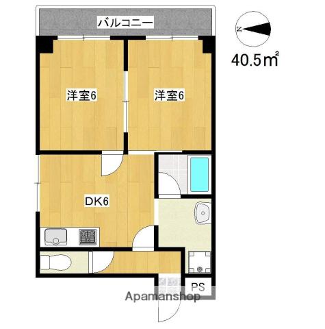 ラパンジール恵美須2(2DK/5階)の間取り写真