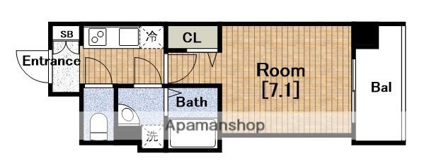 セレニテ日本橋プリエ(1K/2階)の間取り写真