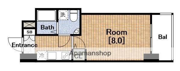 セレニテ桜川駅前プリエ(1K/2階)の間取り写真