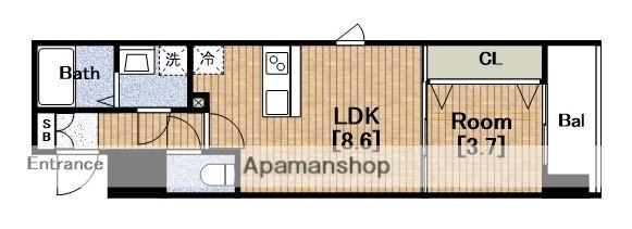 LUXE難波南(1LDK/7階)の間取り写真