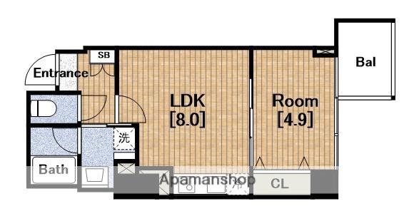 RISING MAISON 本町橋(1LDK/10階)の間取り写真